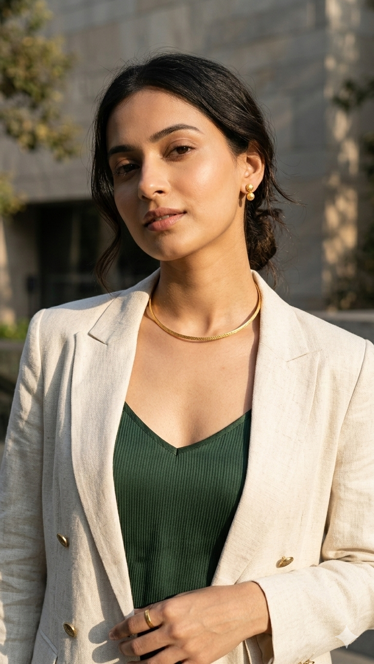 Elegant plain gold hasli cuff necklace
