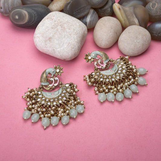 Peacock design mirror earring