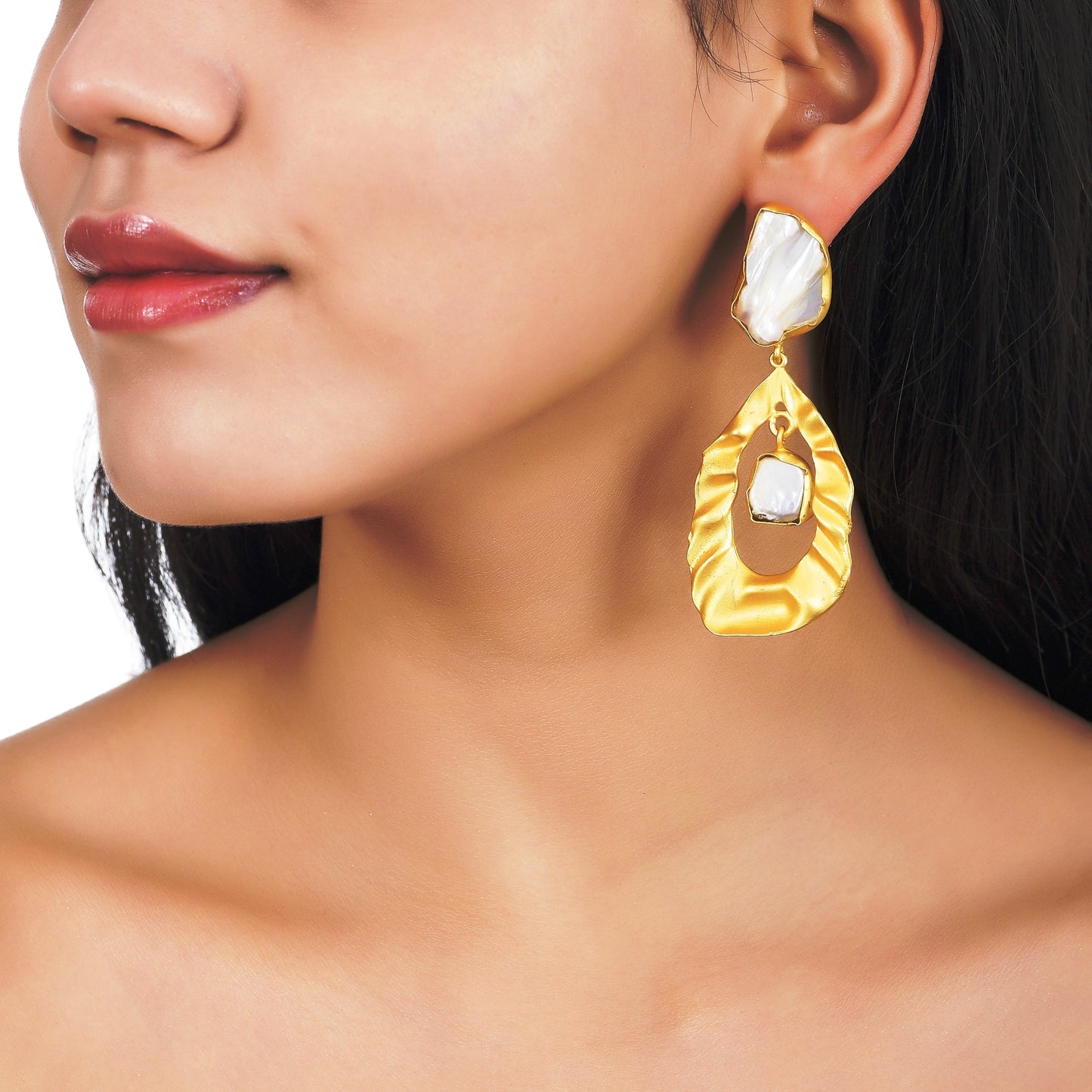 Imrasio designer dual mop earrings