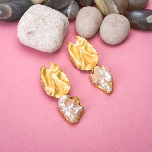 Statement abstract mop earrings