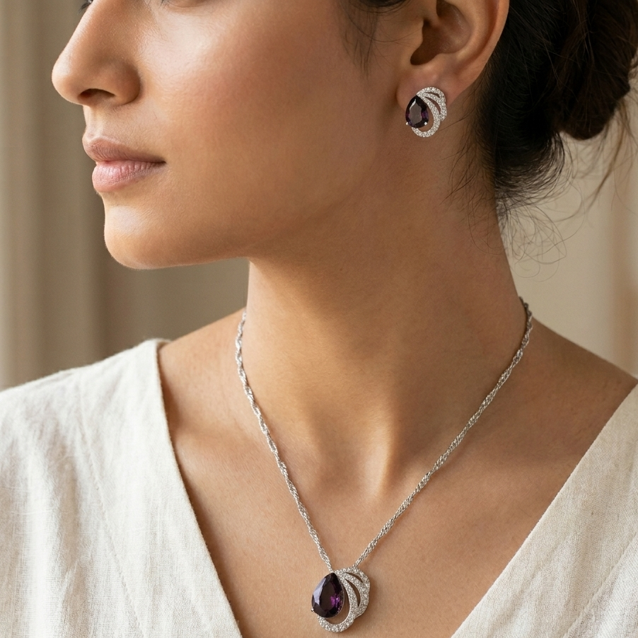 CYAN exquisite purple crystal jewelry set