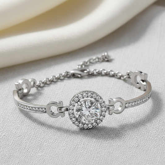 CYAN Rhodium Plated Zircon Bracelet