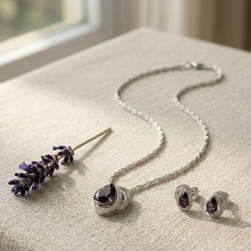 CYAN exquisite purple crystal jewelry set