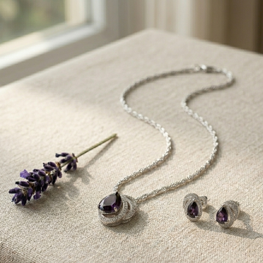 CYAN exquisite purple crystal jewelry set