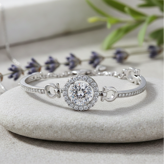 CYAN Rhodium Plated Zircon Bracelet