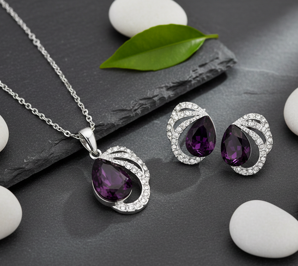 CYAN exquisite purple crystal jewelry set