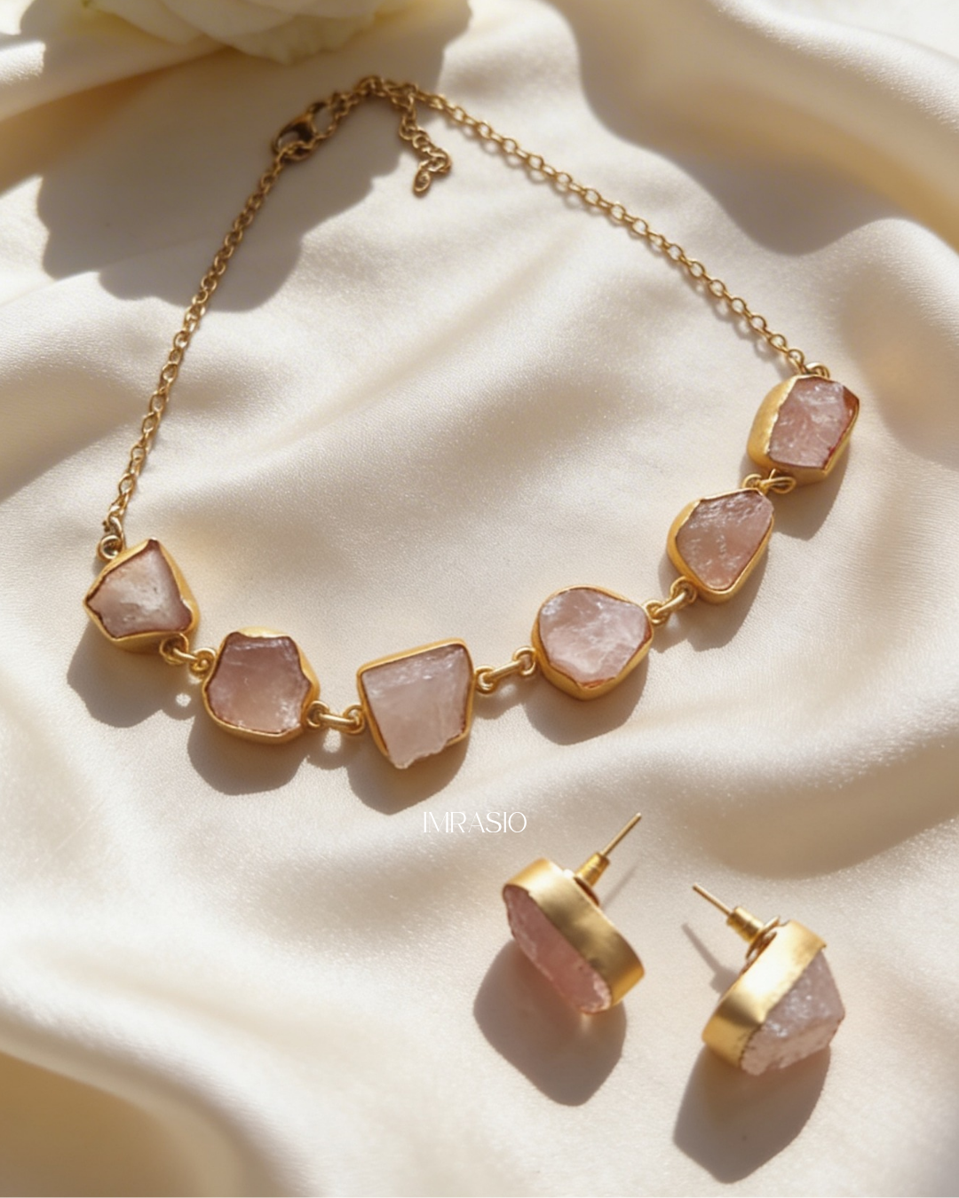 Blush brass jewellery set