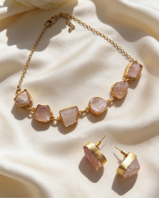 Blush brass jewellery set