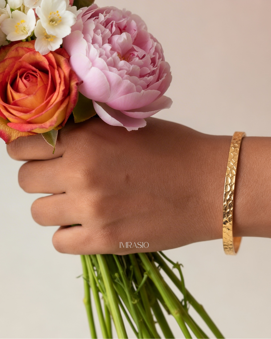 Slim textured Brass Cuff Bangle Bracelet