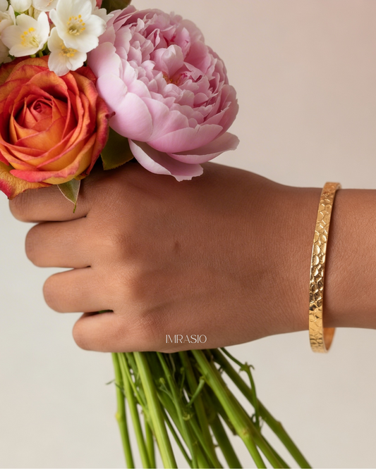 Slim textured Brass Cuff Bangle Bracelet