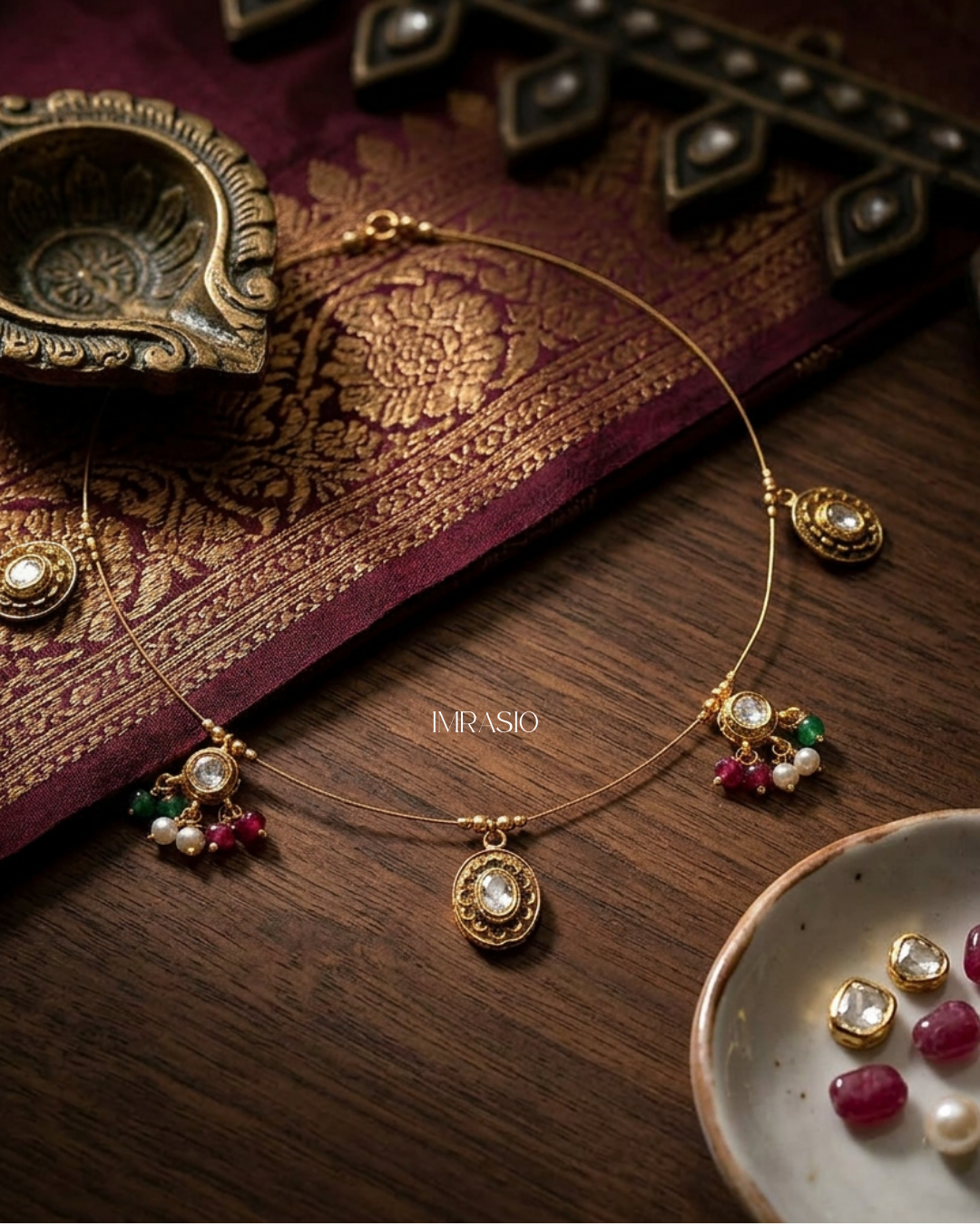 Antique Kundan Drop Wired Contemporary Necklace