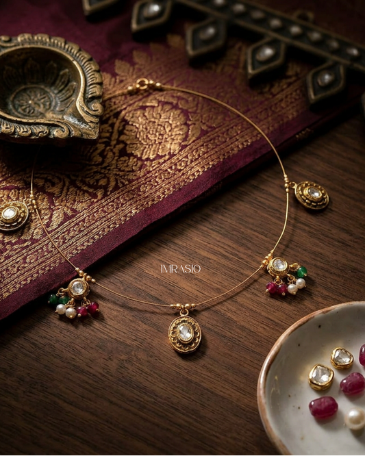 Antique Kundan Drop Wired Contemporary Necklace