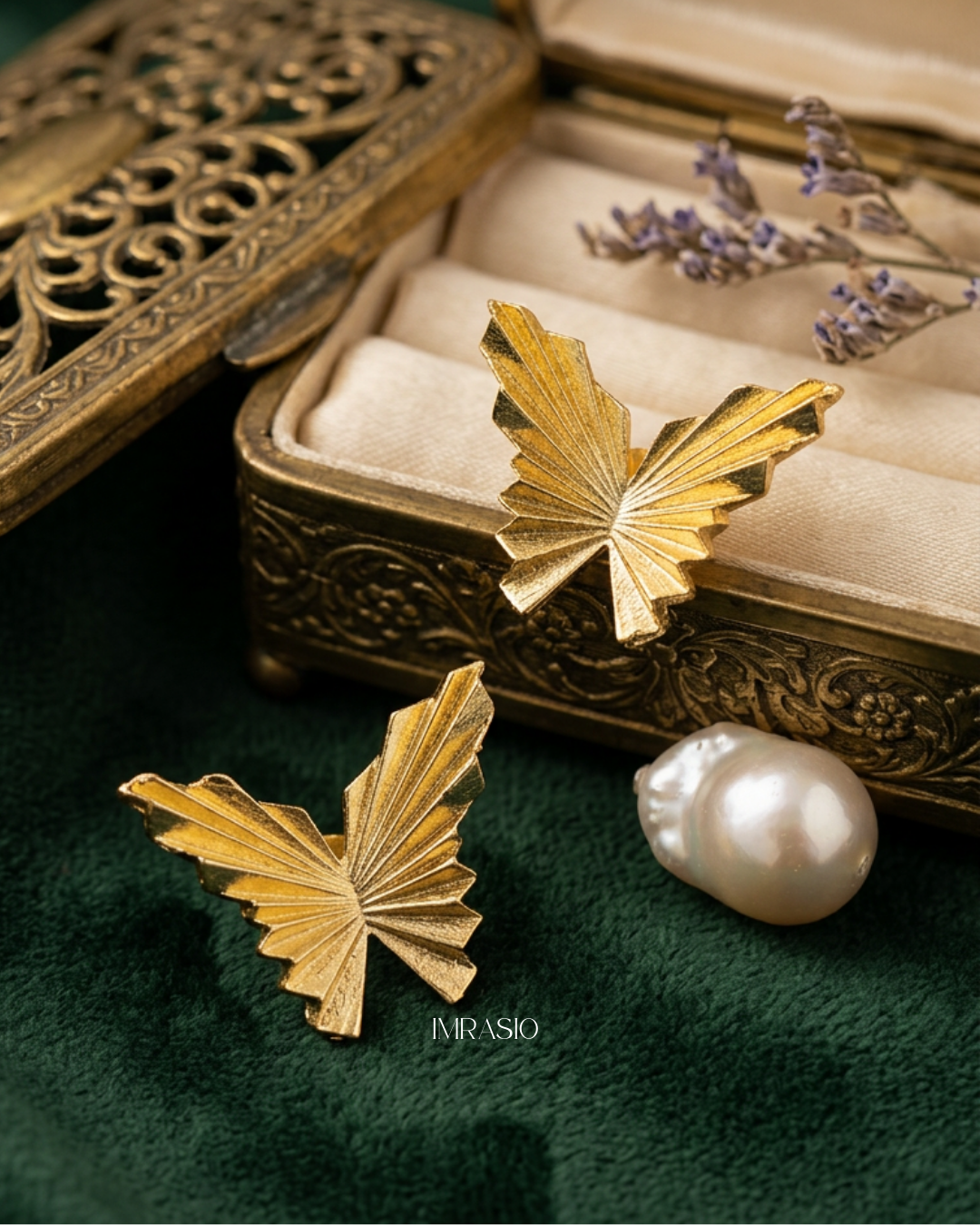 Aurora Butterfly Gold Studs