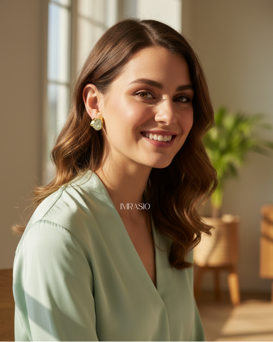 Sem-precious abstract button studs