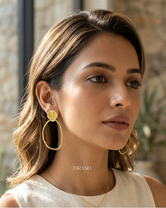 Brass gold abstract artistic earrings