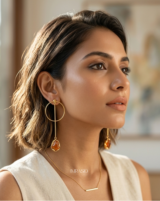 Chic Amber Stone Danglers