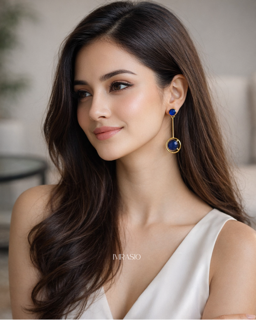 Royal Blue Agate & Monalisa Stone Dangling Earrings