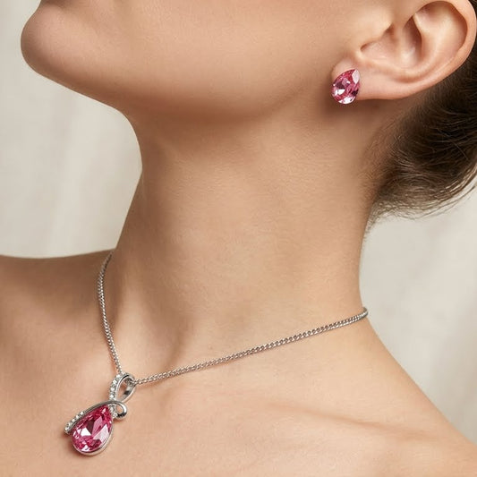 CYAN bow style crystal jewelry set
