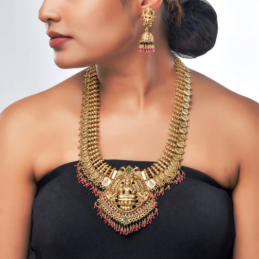 Imrasio Heavy bridal temple design long necklace set