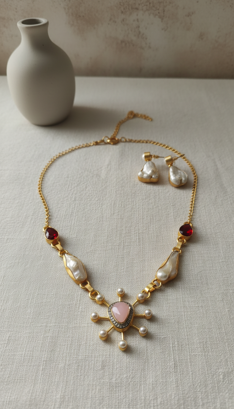 Moonlit tide mother of pearl jewellery set