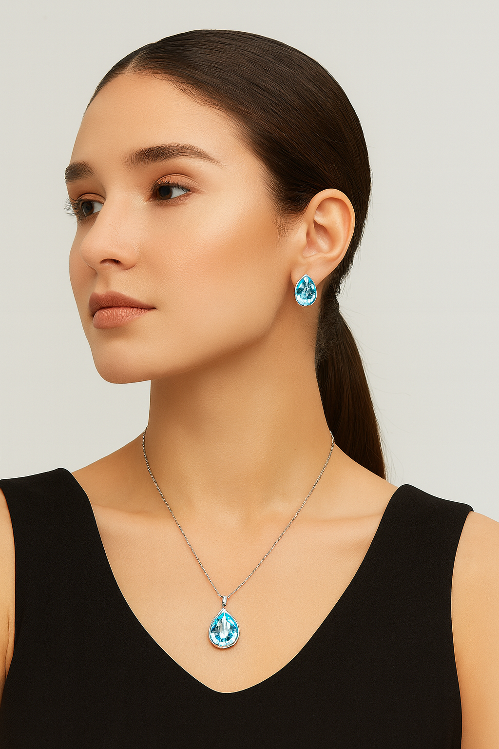 CYAN teardrop style crystal jewelry set