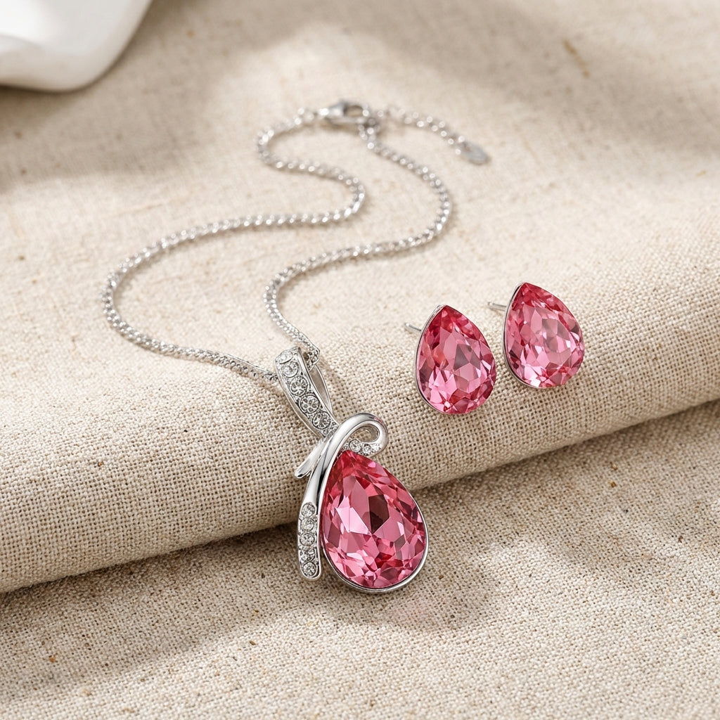 CYAN bow style crystal jewelry set