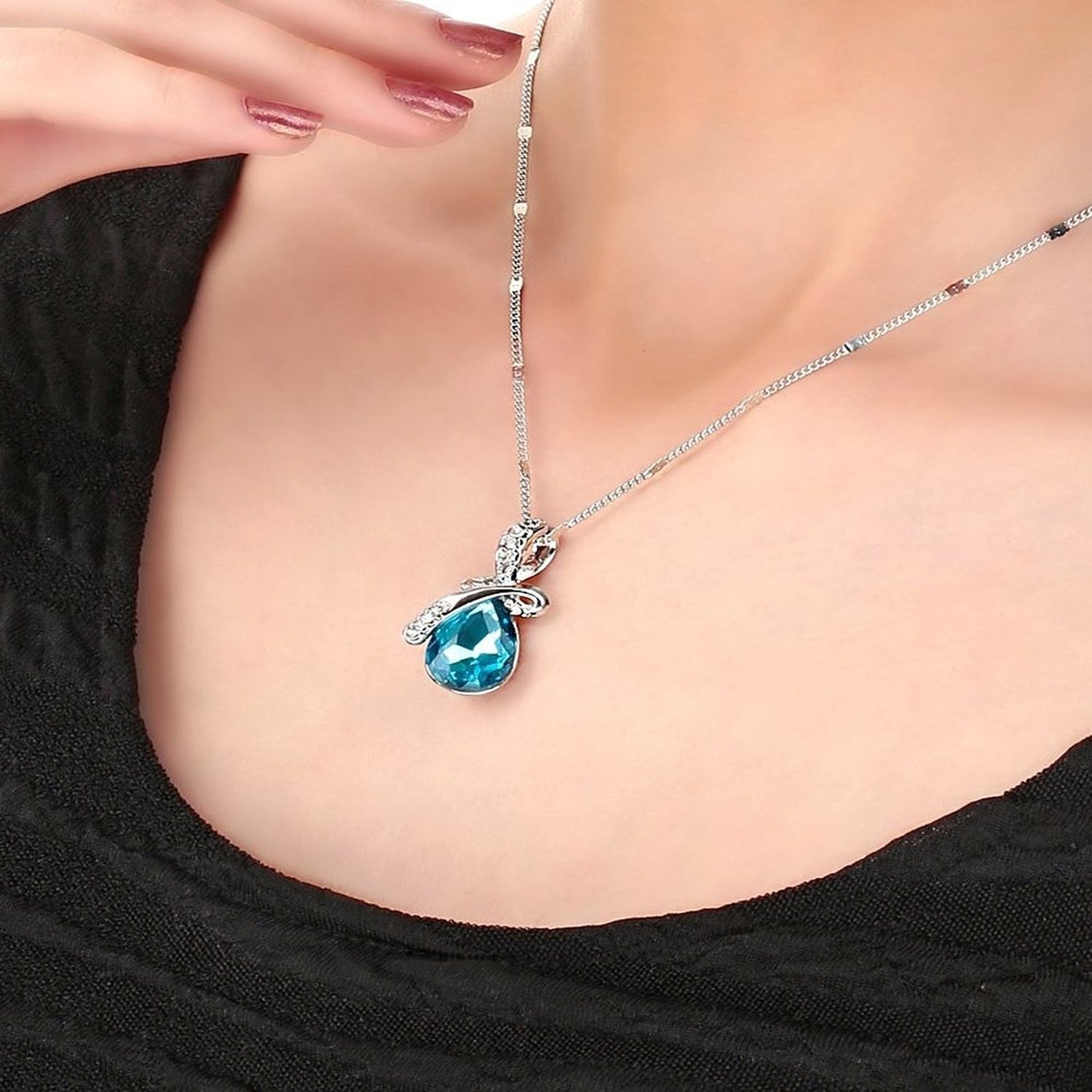 CYAN bow style crystal jewelry set