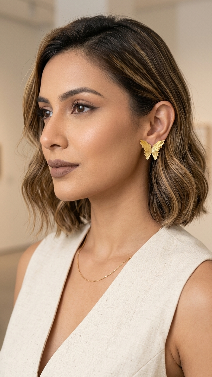 Aurora Butterfly Gold Studs