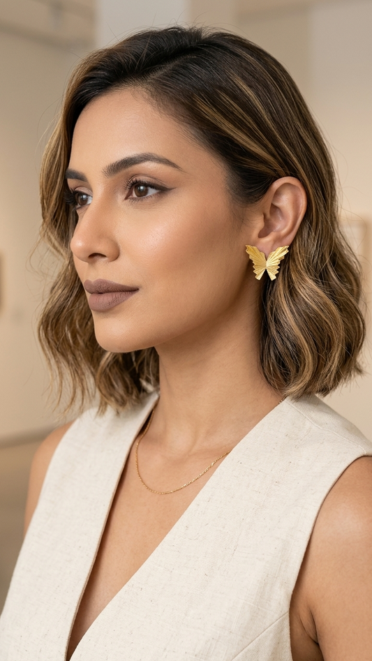 Aurora Butterfly Gold Studs